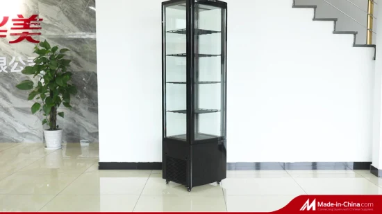 278L Commercial LED Lighting Displays Four-Sided Glass Wine Cabinet