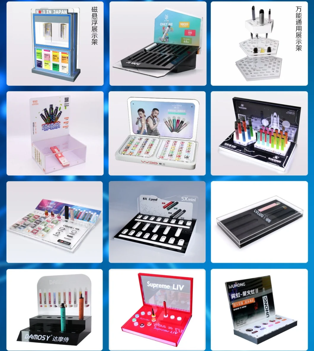Popular Acrylic Display Products Electronic Cigarette Display Rack with LED for Retail Stores