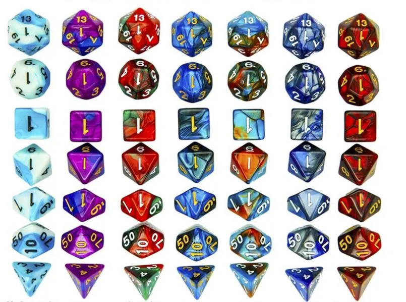 Factory Wholesale Customized Acrylic Resin Plastic Crystal Metal Colorful Polyhedral Multisides D20/12/10/8/6 Dice Set Multi-Function for Club Playing